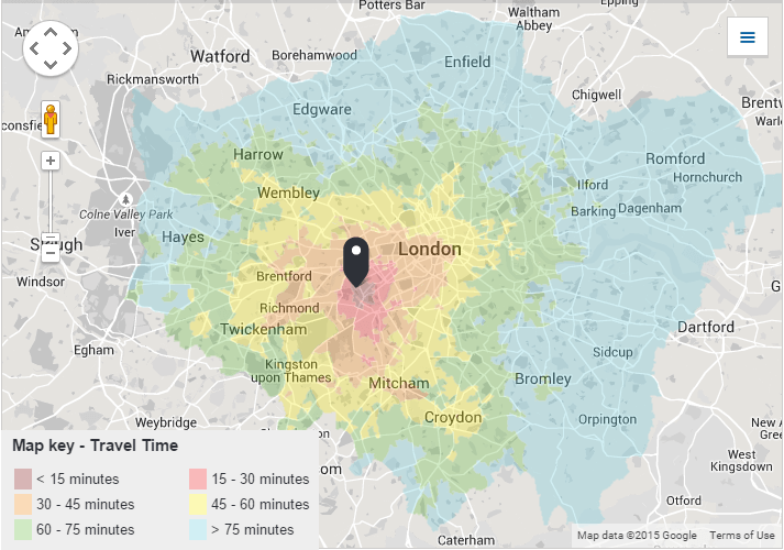 Travel Time Isochron Maps To London Football Stadiums