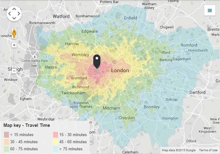 Travel Time Isochron Maps To London Football Stadiums