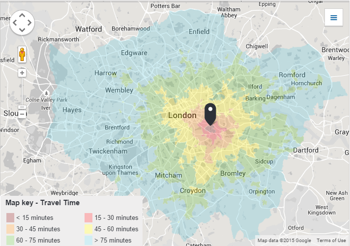 Travel Time Isochron Maps To London Football Stadiums