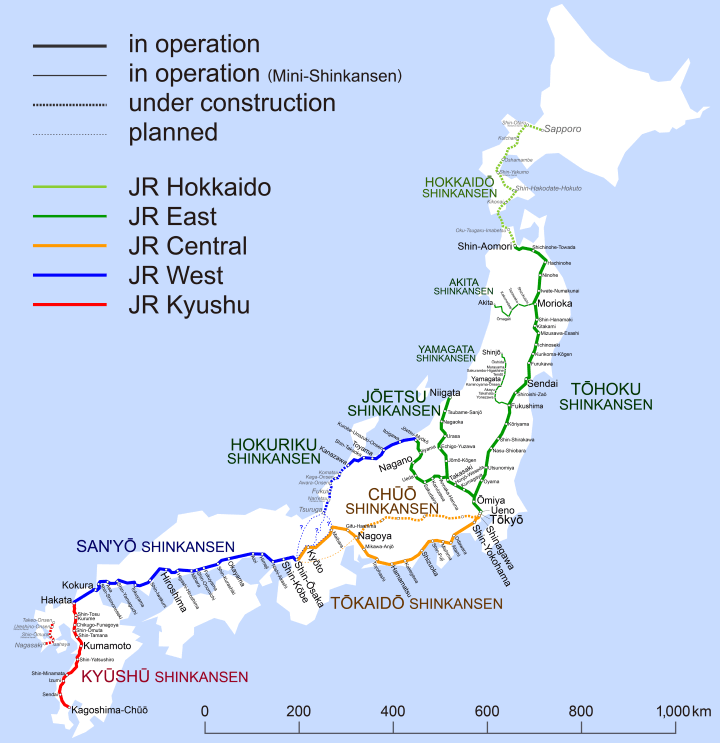 Shinkansen network map 2015