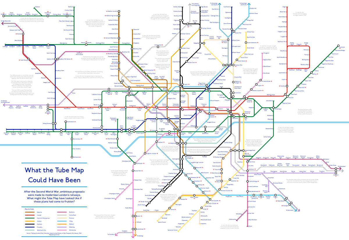 What The Tube Map Could Have Looked Like If Proposals From 1946 Had Been Implemented